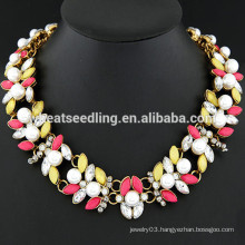 Gem pearl metal necklace sexy collar necklace